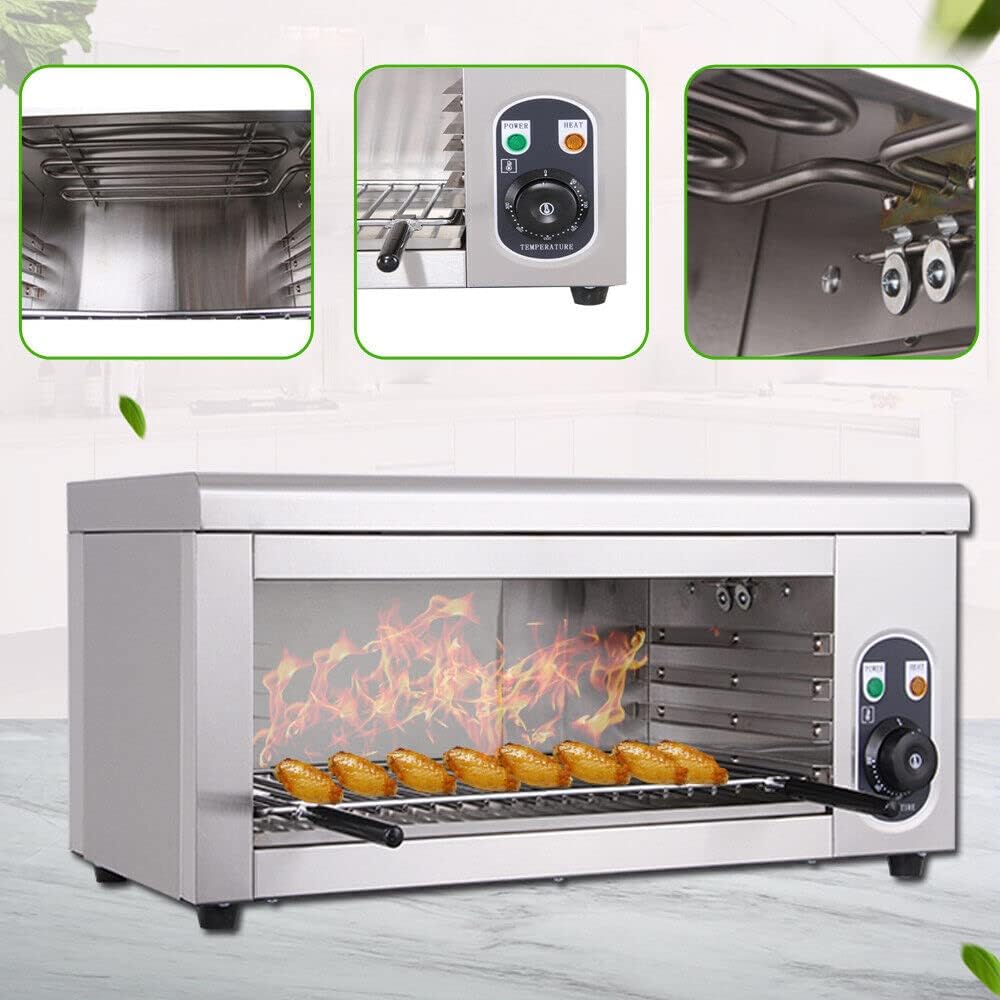 2000W Commercial Electric Cheese Melter Machine, Stainless Steel Electric Countertop Cheese Steaks Sandwiches Melter Grill, Anti-scald Handles, Adjustable Temperature Control