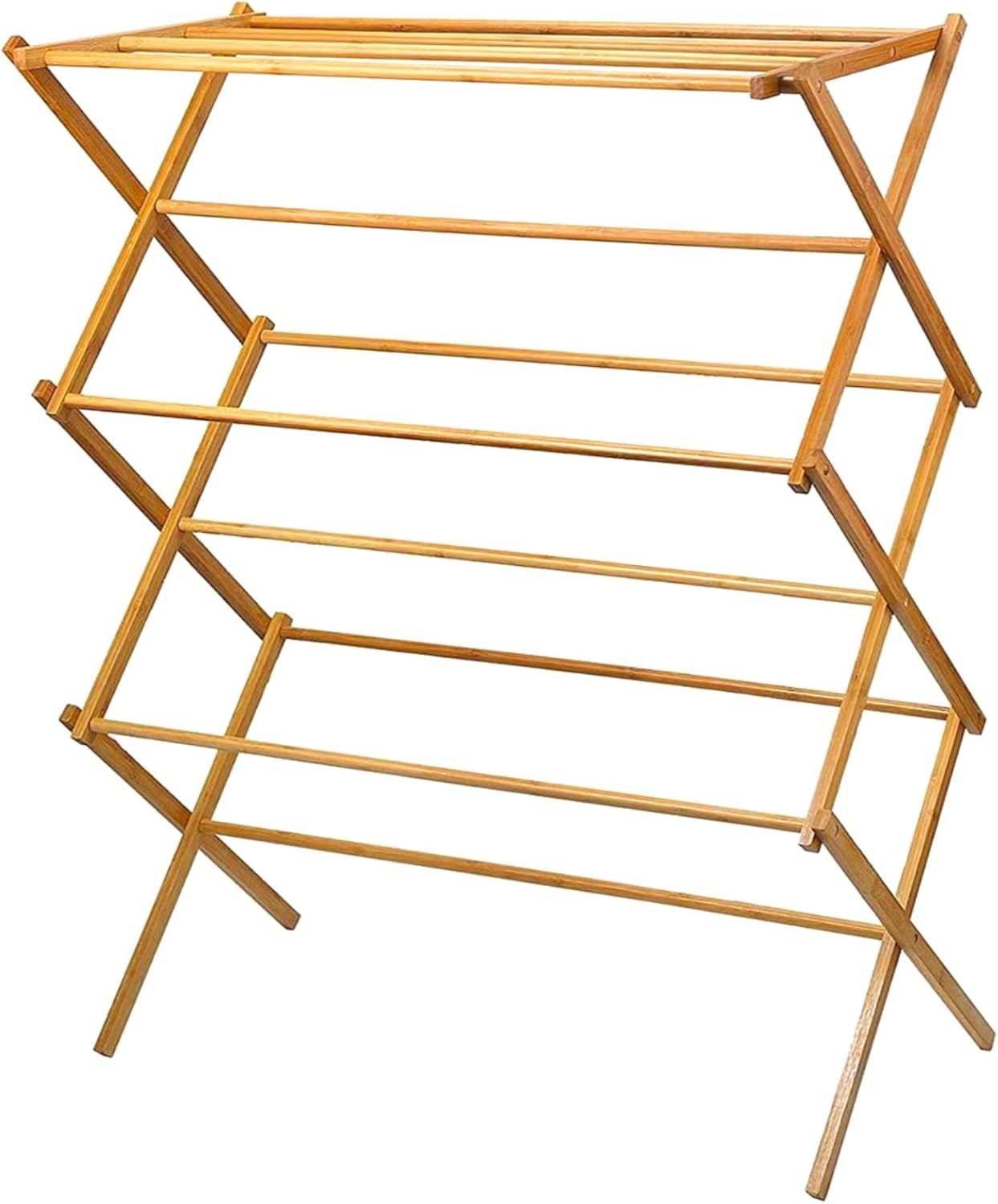 HOME IT Wooden Clothes Drying Rack for Laundry - Collapsible Folding Bamboo Laundry Drying Rack for Drying Clothes - Heavy Duty Pre Assembled