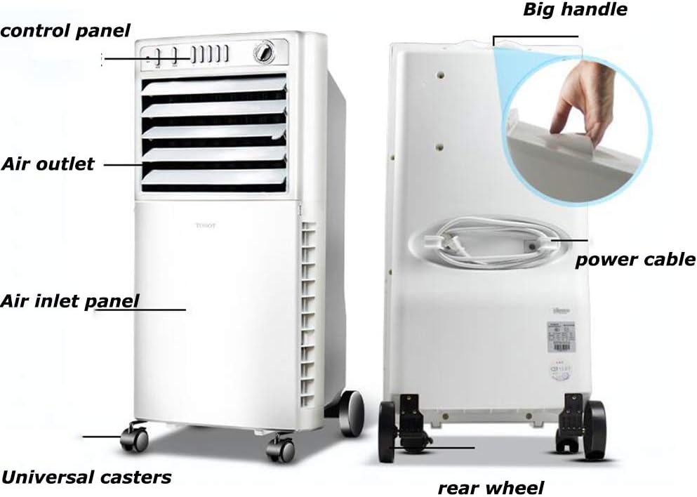 Cooling Fans Portable Air Conditioner Fan, 80° Oscillation,4 speeds, 2H Timing Evaporative Air Cooler Cooling Fan with for Home, Office, 65W 3 Speed Setting