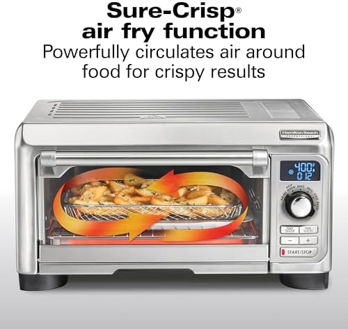Hamilton Beach Professional Sure-Crisp Digital Air Fryer Toaster Oven Combo with 6-in-1 Functionality, 1500 Watts, 10-inch Pizza / 4 Slice Capacity, Stainless Steel (31241)