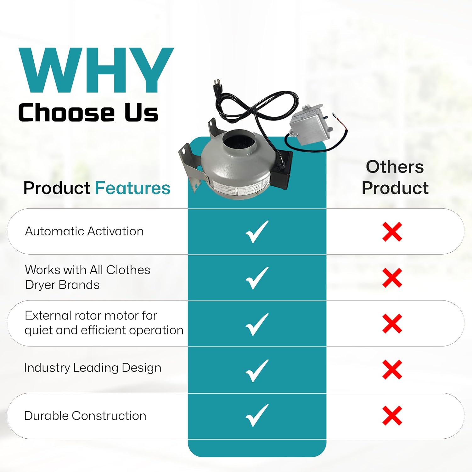 Tjernlund M-4DBT Automatic Dryer Duct Booster Exhaust Fan for Clothes Dryers