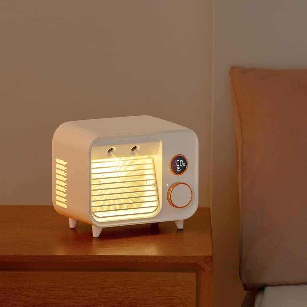 Portable Air Conditioner-2000mAh Rechargeable Personal Air Cooler with 5 Speeds, Quiet Mini Air Conditioner Fan, Desk Cooling Fan for Home, Bedroom, Travel, and Office (Color : Green)