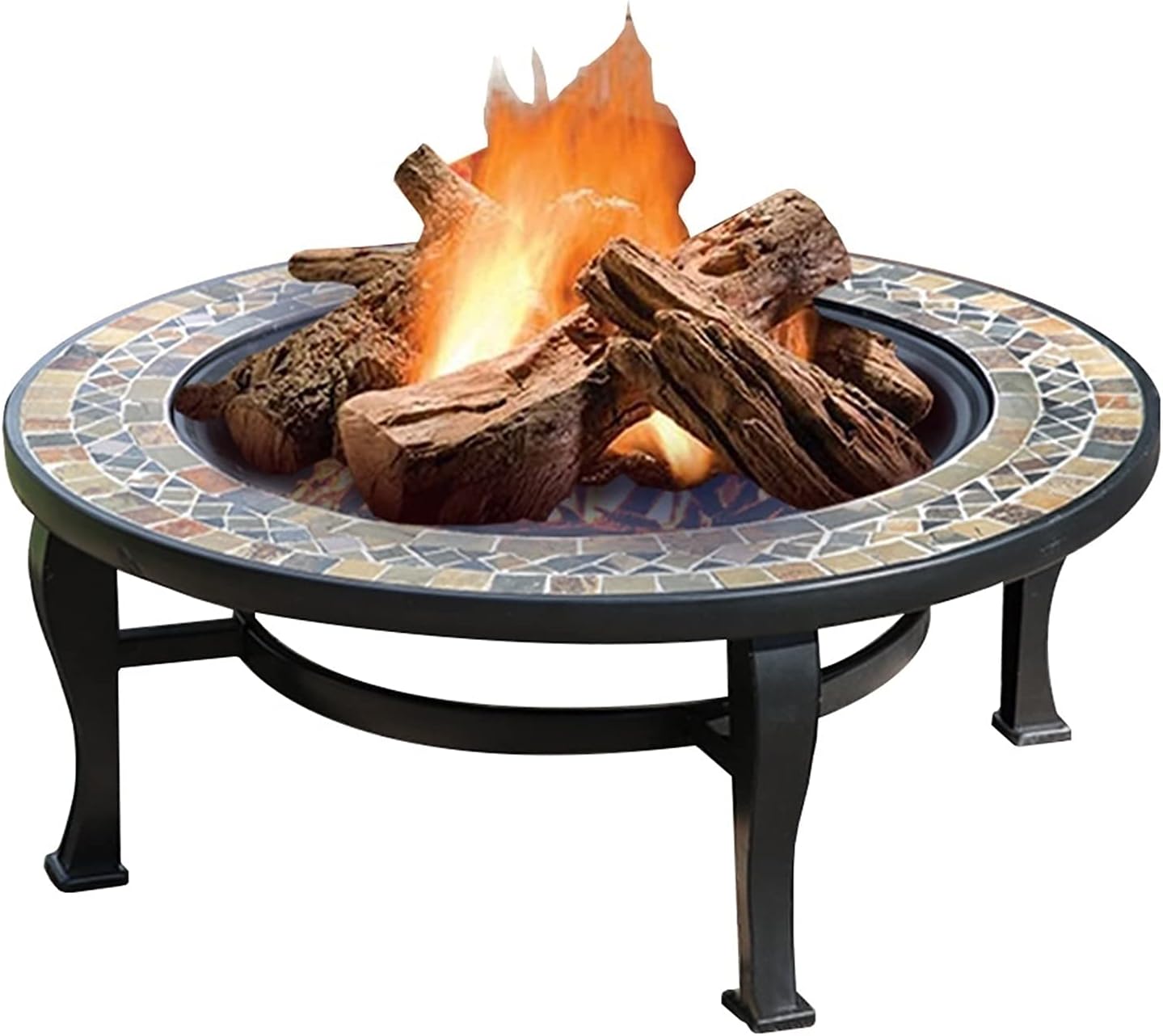 Outdoor Fire Pit 86cm Garden Wood Burning Fire Bowl, Outdoor Wood Burning Brazier, Party Camping Picnic Grill