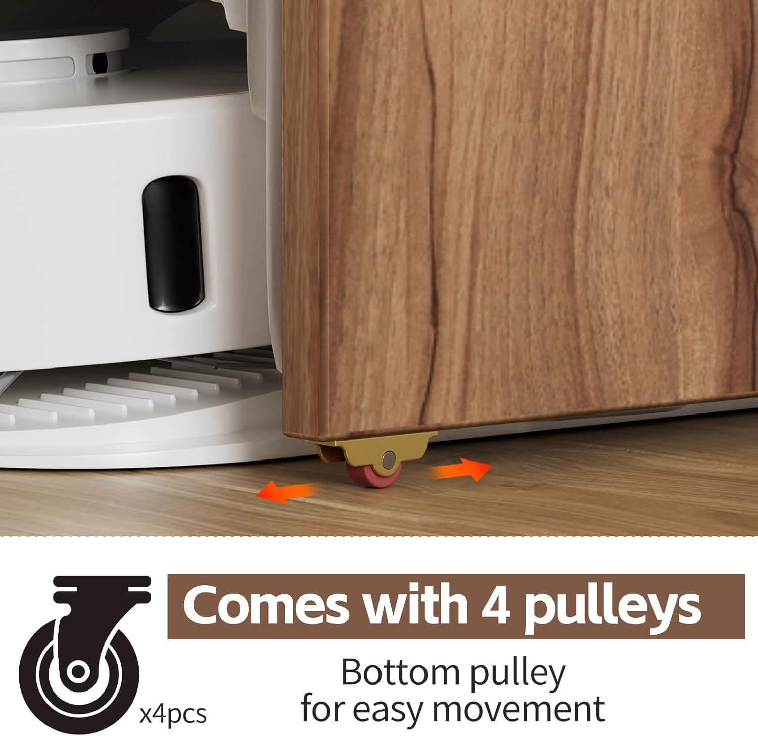 PAKASEPT Mobile Robot Vacuum Storage Cabinet Side Table, Multi Tier End Cabinet with Wheels for Living Room Kitchen