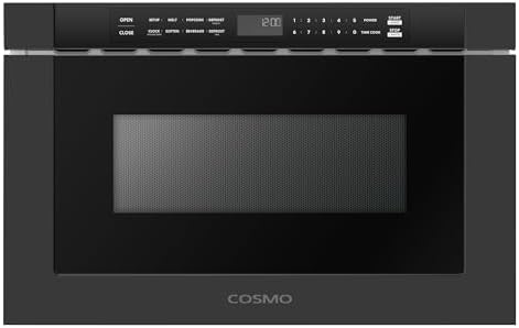 COSMO COS-12MWDBK-NH 24 in. Haven Collection 1.2 cu. ft. Built-in Microwave Drawer, 1000W, Touch Controls, Defrosting Rack in Matte Black