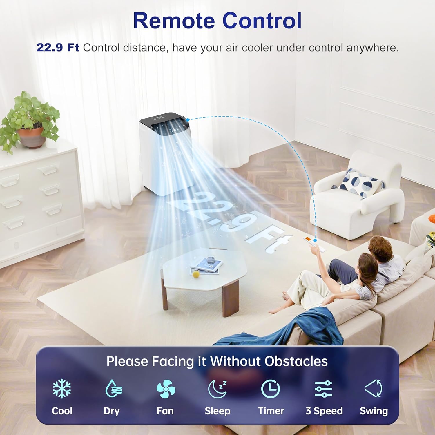 Inverter 16000BTU Portable Air Conditioners with Remote, Free Stand Cooling Portable AC Unit for Room up to 800 sq.ft, with Dehumidifier & Fan, Dual Hose, Quiet Sleep Mode(45dB), Windows Kit