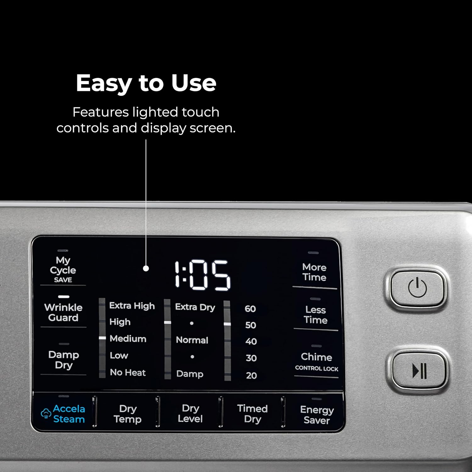 Kenmore 8.0 cu. ft. Front Load Gas Dryer - Wrinkle Guard with Accela Steam to Reduce Static and Odors - Smart Sensor Drying - LED - Metallic Silver