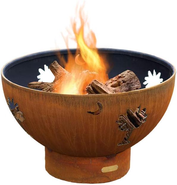 Fire Pit Art Tropical Moon Wood Fire Pit (Tropical-Moon)