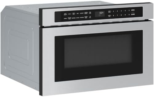 Zephyr 24 inch Built In Drawer Microwave Oven Under Cabinet - Integrated, Wall Mount, Under Counter Pull Out Microwave Drawer 1.2 cu ft, Preset Cooking Options, Easy Clean Coating, 1000W