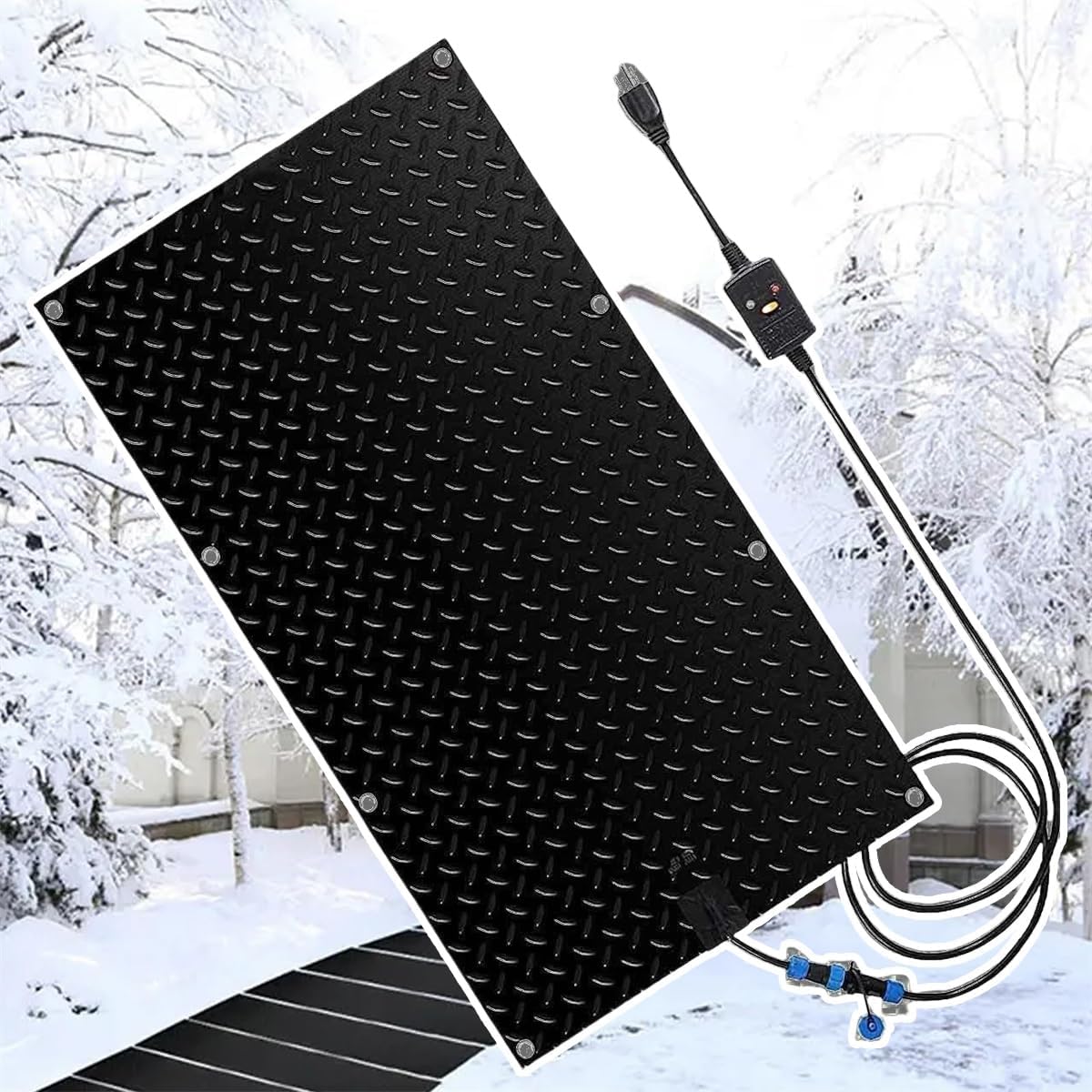 Heated Walkway Snow Melting Mats,12/15.7/20/23.6in Width Non Slip Rubber Heated Mat Non-Slip Winter Removal and Ice Melt Products -Heating Entrance for Narrow Walkways Garages(60x400cm/(20x158