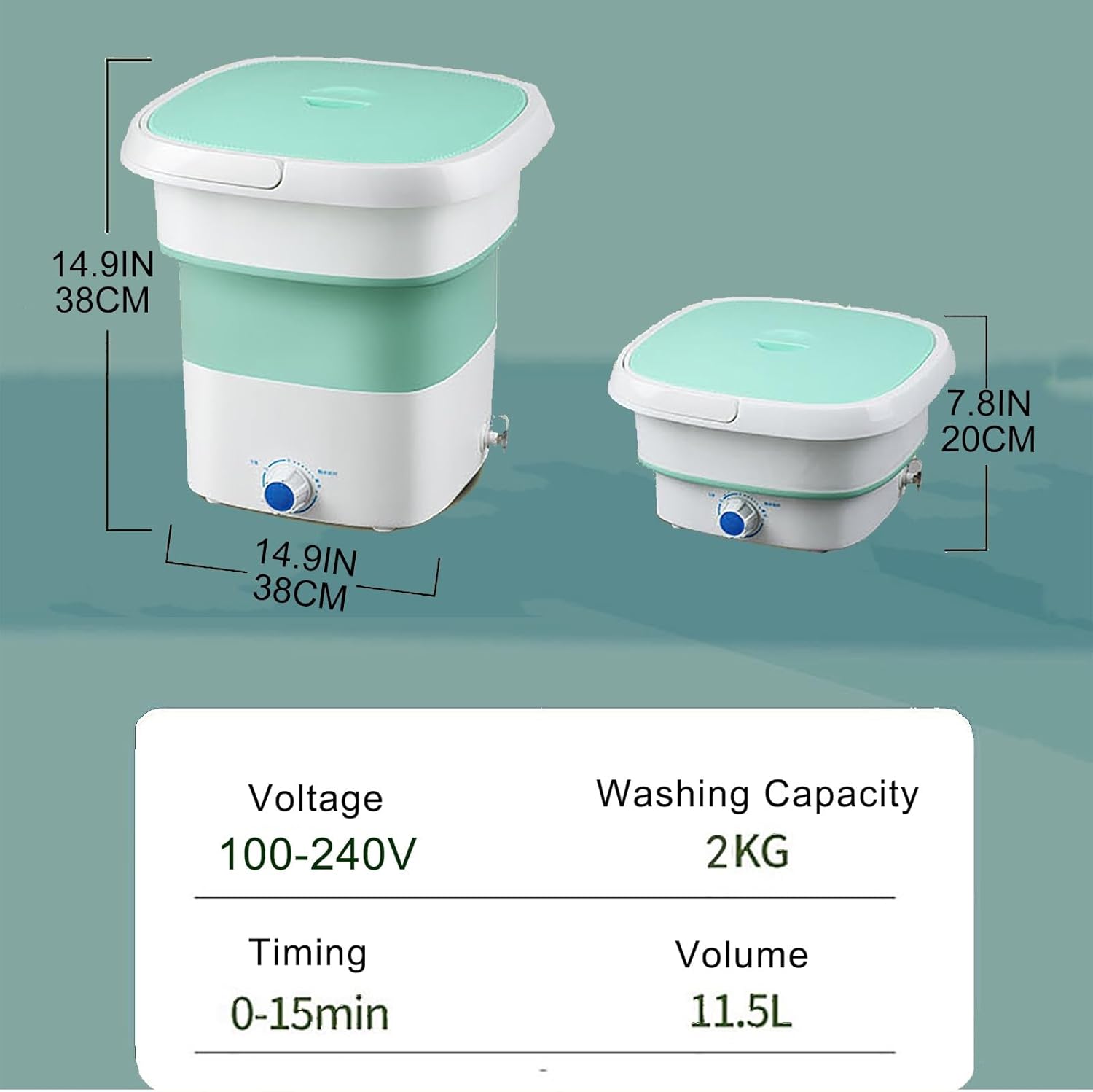 Portable Small Foldable Mini Washing Machine, Suitable for Cleaning Underwear, Baby Clothes or Small Items, Suitable, Apartments, Dormitories, Camping (11.5 Liters) (Color : Rojo)