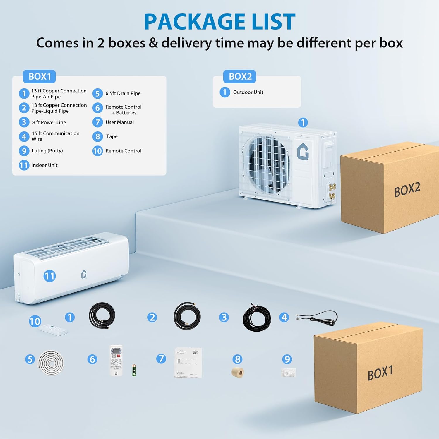 18000 BTU Mini Split Air Conditioner and Heater, 21 SEER2 Inverter System, 230V Ductless AC Unit for Rooms Up to 1250 Sq.Ft, with Remote, WiFi, Installation Kit