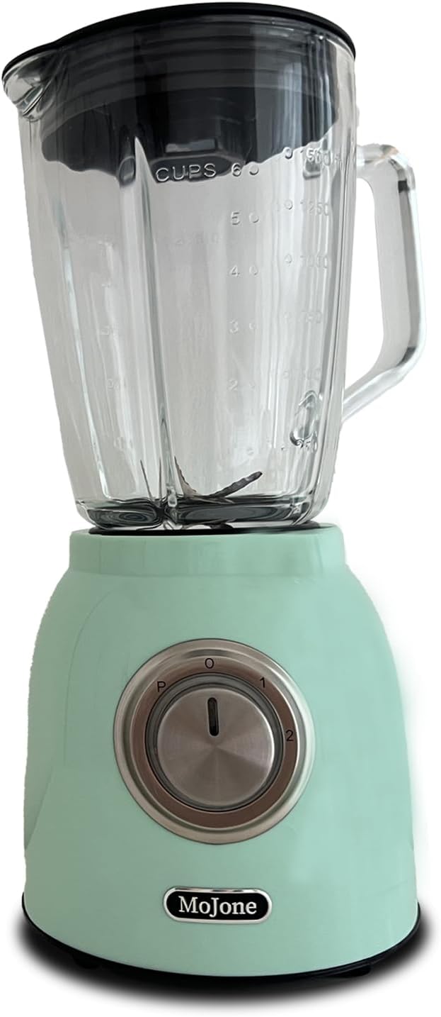 Powerful Kitchen blender, Ice Crusher Mixer, 1.5LG 50oz Glass Jar, 6 pieces 304 stainless steel blades,21000RPM high speed,ABS Body safely blending with longer lifespan, more color options