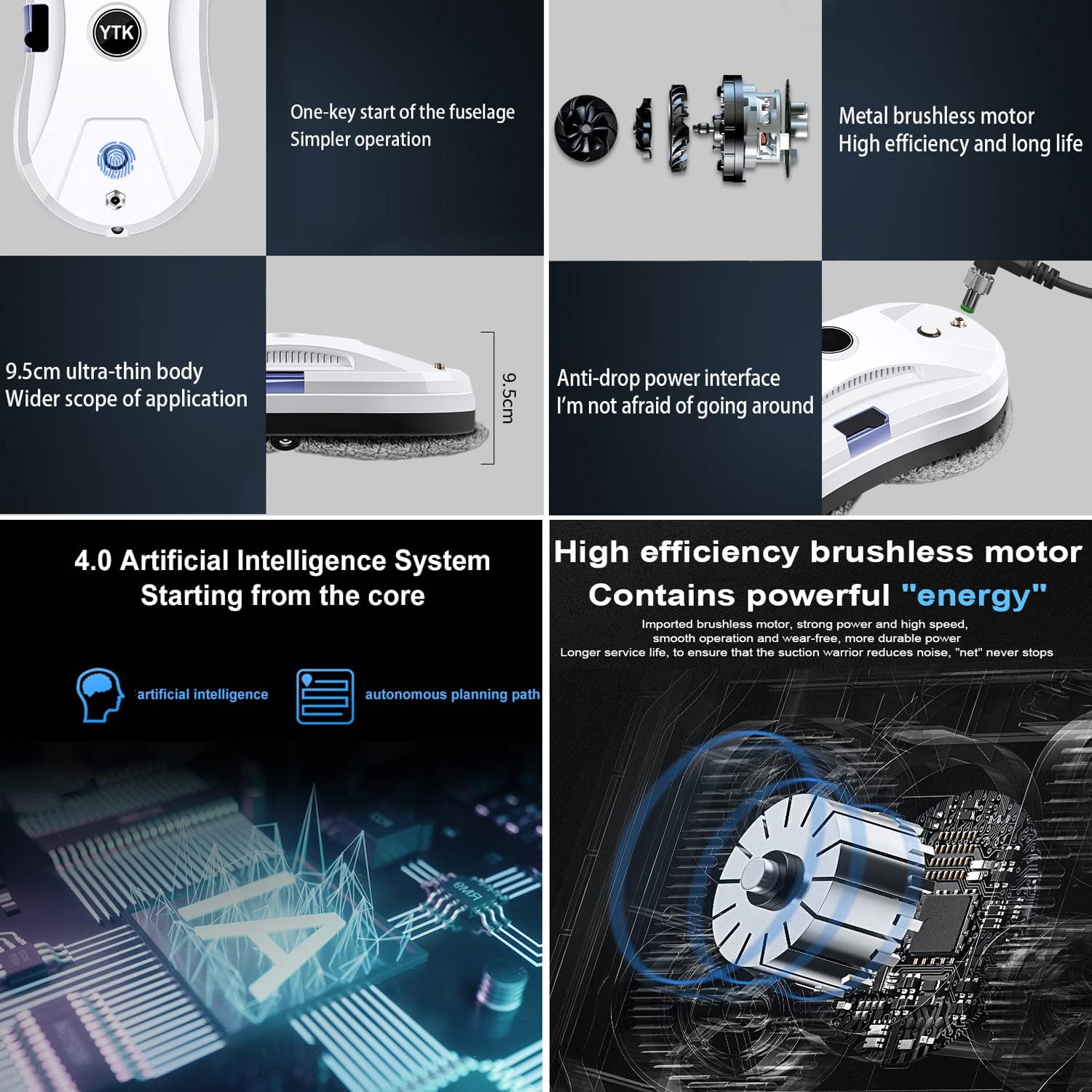 Window Cleaner Robot,Smart Window Vacuum Cleaner with Automatic Water Spray,Glass Cleaning Robot with Remote Control,for Interior/Exterior Highrise Windows