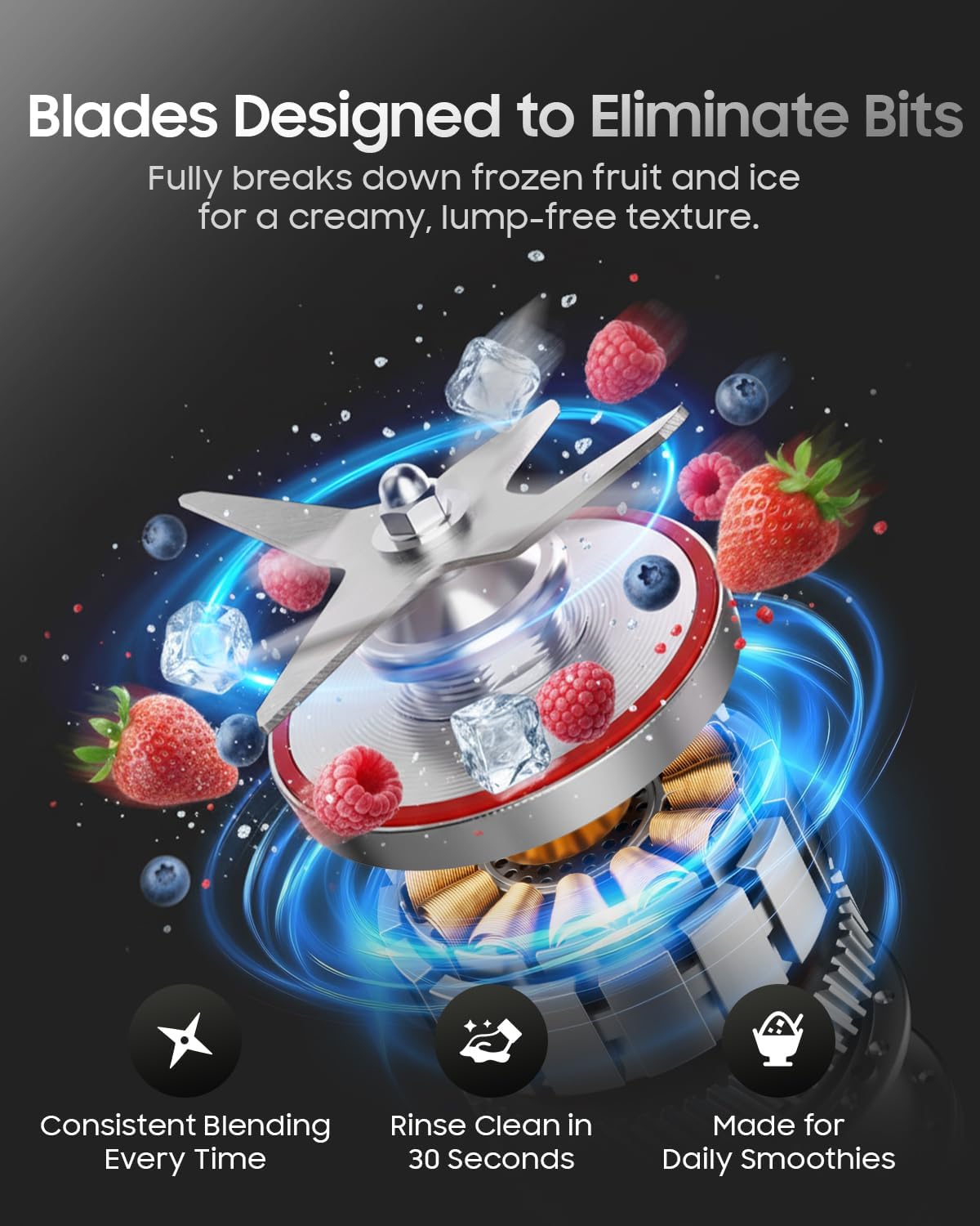 Countertop Smoothie Blender for Home, Ultra-Smooth Results for Smoothies & Protein Shakes, Blends Frozen Fruit & Ice, 56oz BPA-Free Tritan™ Jar, 10 Speeds & 6 Presets