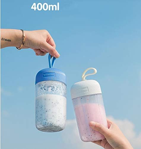 Cup Mini Blender， Household Portable Juicer Cup 400ML Fruit Juice Extractor and Mixer with USB Rechargeable and 4 PCS Blades for Home Outdoor. Portable, B