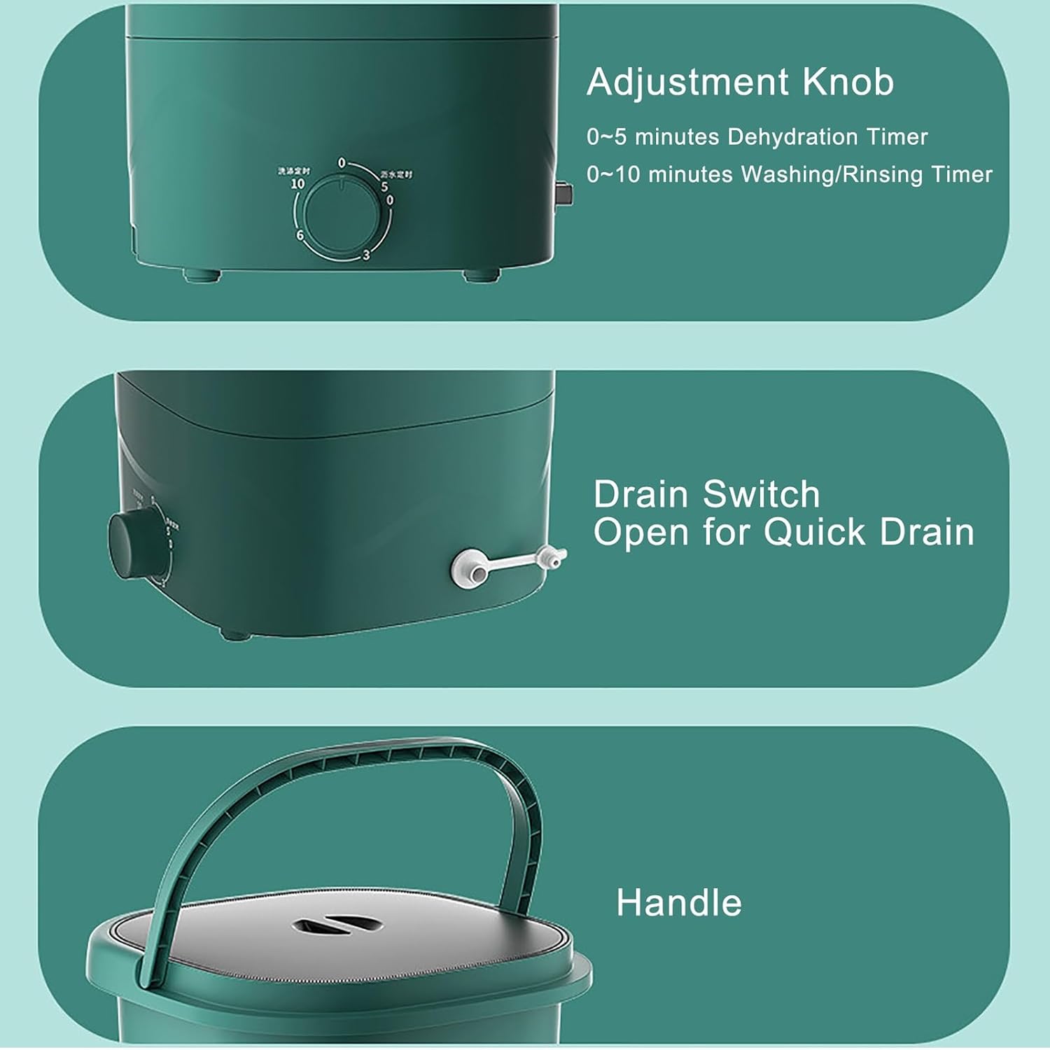 THAMBA 24L Large Capacity Mini Portable Folding Washing Machine, Sales are far Ahead Suitable for Any Occasion Small Washing Machine (Color : Green)