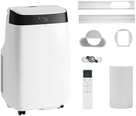 Portable Air Conditioner, 10,000 BTU 3-in-1 Cooling, Dehumidifier & Fan, Portable AC Unit Includes Window Kit & Remote Up to 500 Sq,24h Timer & Sleep Mode for Bedroom, White