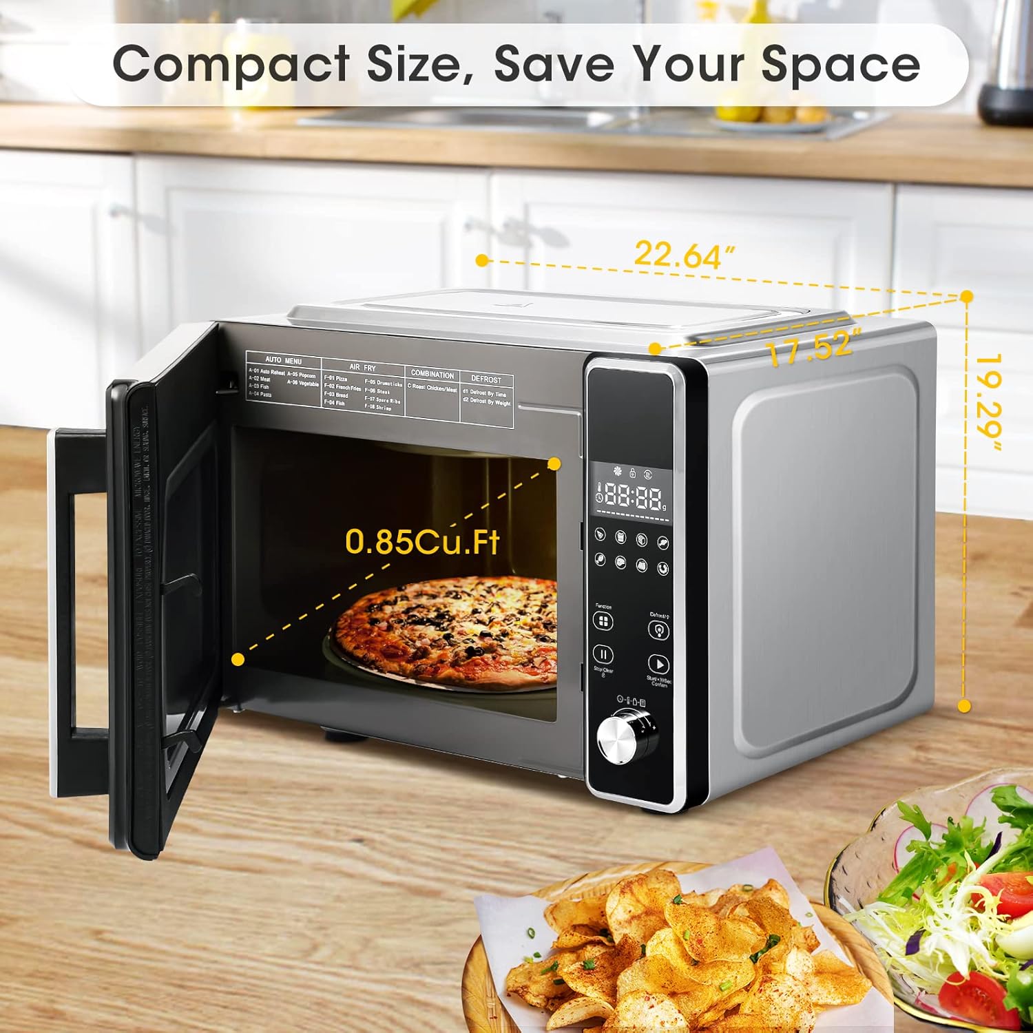 Air Fryer Oven Combo, Uten High-power Deep Air Fryer Oven Grill, Up to 400°F, 1800W, Digital Display, Fast Heat up/Time Control and Bonus Cookbook