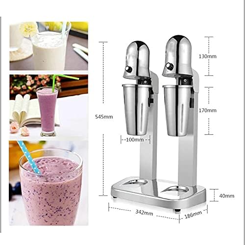 Double Head Milkshake Mixer, Stainless Steel 2 Gears Speeds Smoothie Blender for Milk Tea, Coffee Shops