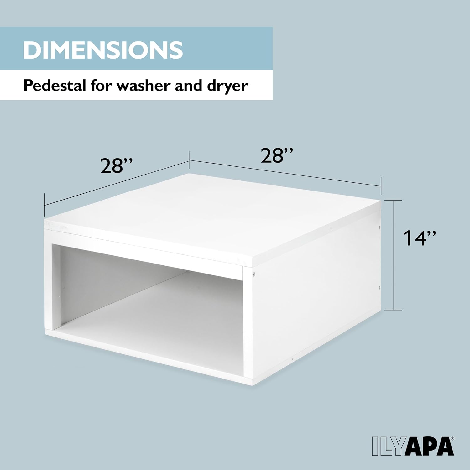 Ilyapa Washer and Dryer Stand - Universal Wooden Laundry Pedestal with Drawer - Compatible with Samsung, LG, GE, Maytag - 28x28x14 in. Patent Pending