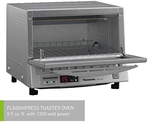 Panasonic FlashXpress Compact Toaster Oven with Double Infrared Heating, Crumb Tray and 1300 Watts of Cooking Power - 4 Slice Countertop Toaster Oven - NB-G110P (Stainless Steel) (Renewed)