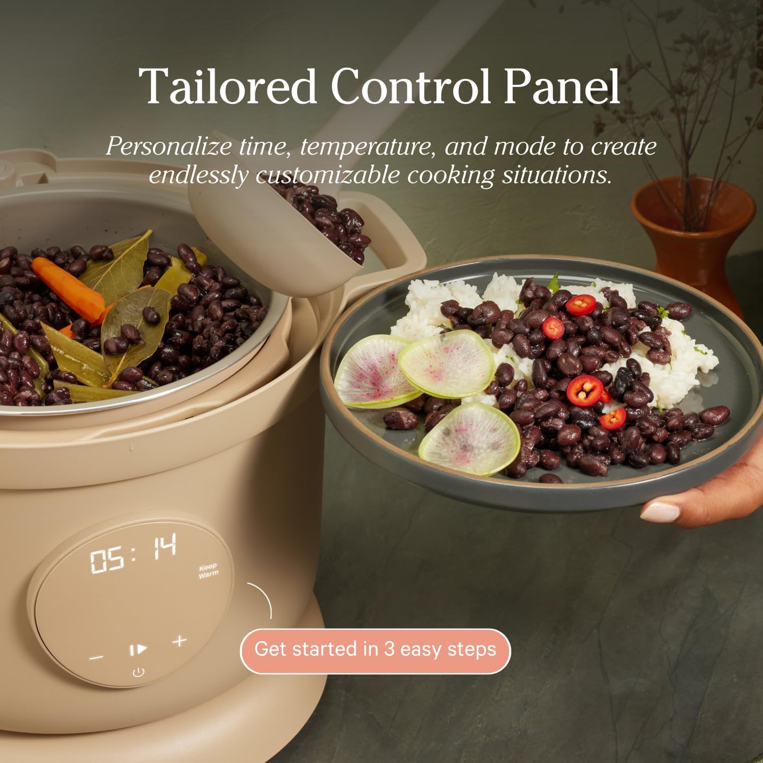 Our Place Dream Cooker | 6 Qt Ceramic Nonstick Multicooker & Pressure Cooker with Touchscreen Controls & Auto Steam Release | 4 Modes: Pressure Cook, Sauté/Sear, Slow Cook & Warm | Blue Salt