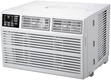 Whirlpool 12,000 BTU 230V Window Air Conditioner with Supplemental Heat, Window Mounted AC Unit with Heater for Apartment, Living Room, Bedroom, Rooms up to 550 Square Feet