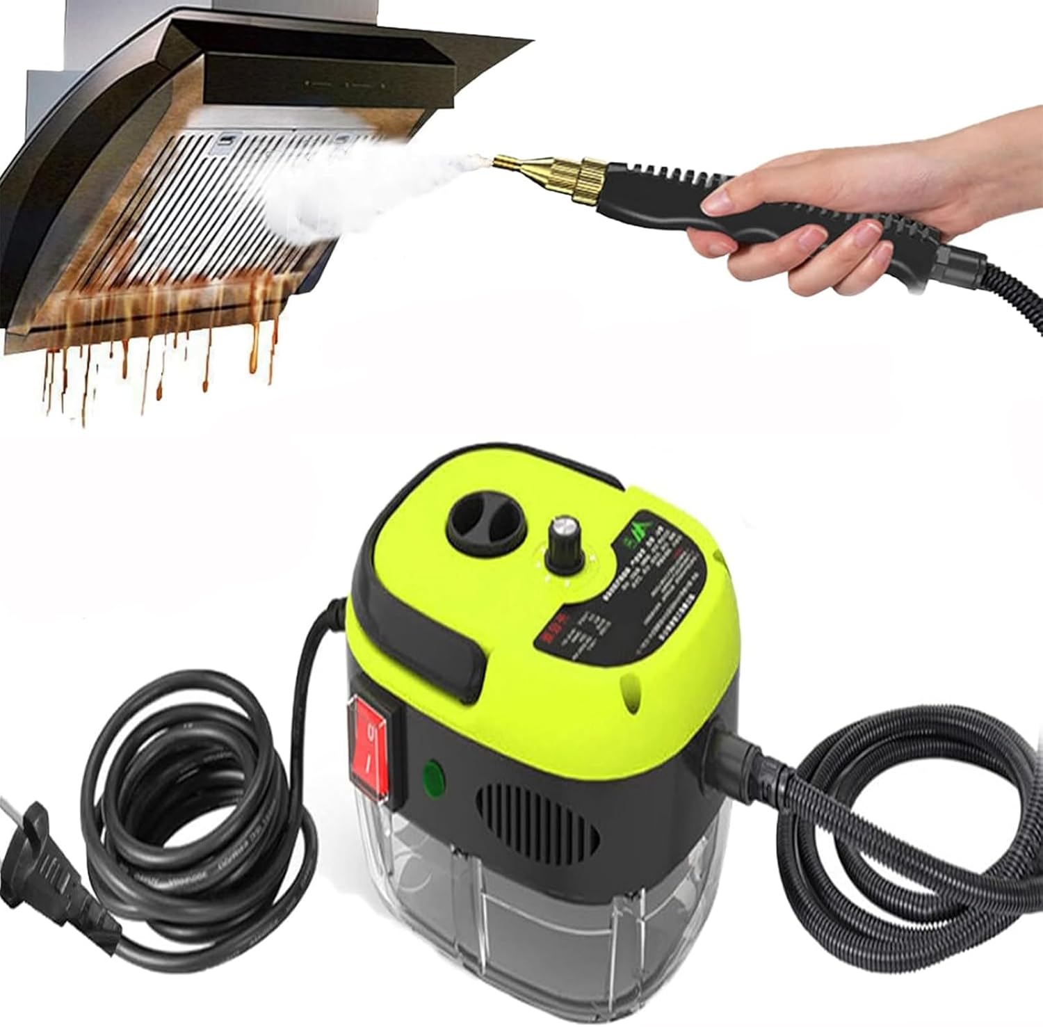 Muntuni 2500W Furniture Steam Cleaner, 2500w Handheld High Temperature Pressurized Steam Cleaner, Car Steam Cleaner, Furniture Steam Cleaner, for Floors, Cars, Kitchens, Bathrooms (黄色)