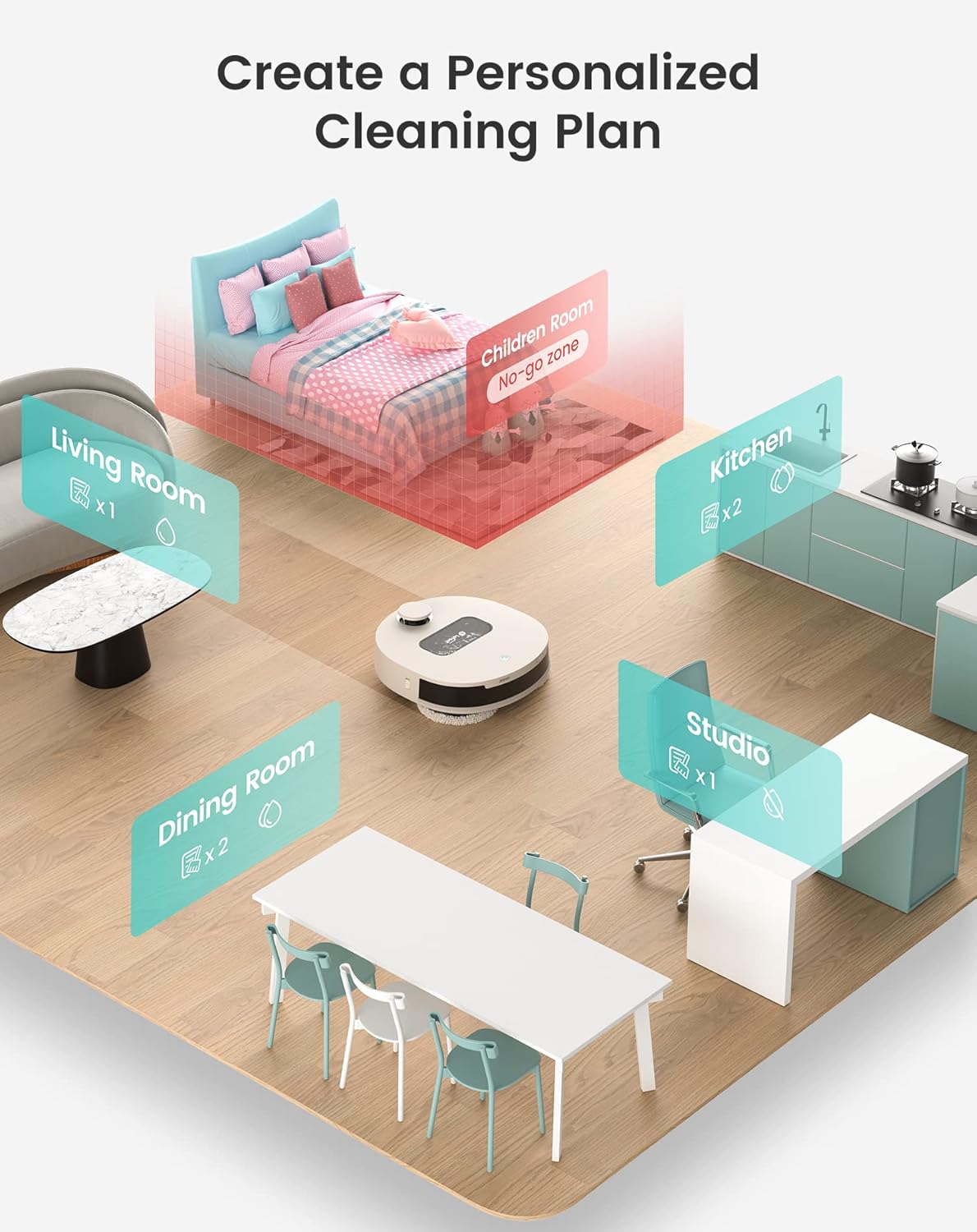 Lefant T1 Self-Cleaning Robot Mop, Smart Mapping Lidar dToF Sensors, No-Go Carpet, 5L Large Water Tank, 40°Hot Air Washing and Drying Mop, Compatible with Alexa, Ideal for Multiple Rooms