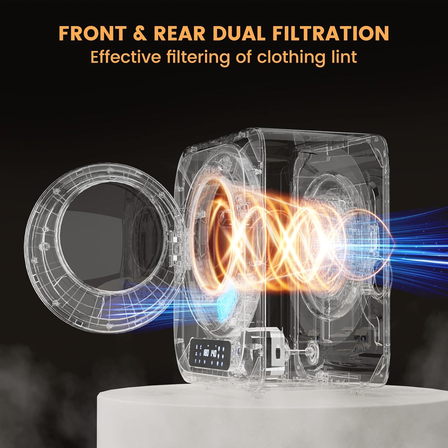 Zynkez 12Lbs Portable Clothes Dryer, 120V 850W Electric Compact Laundry Dryer with 6 Drying Modes, LED Touch Panel, Stainless Steel Tub for Apartments, Home, Dorms, RVs (White)