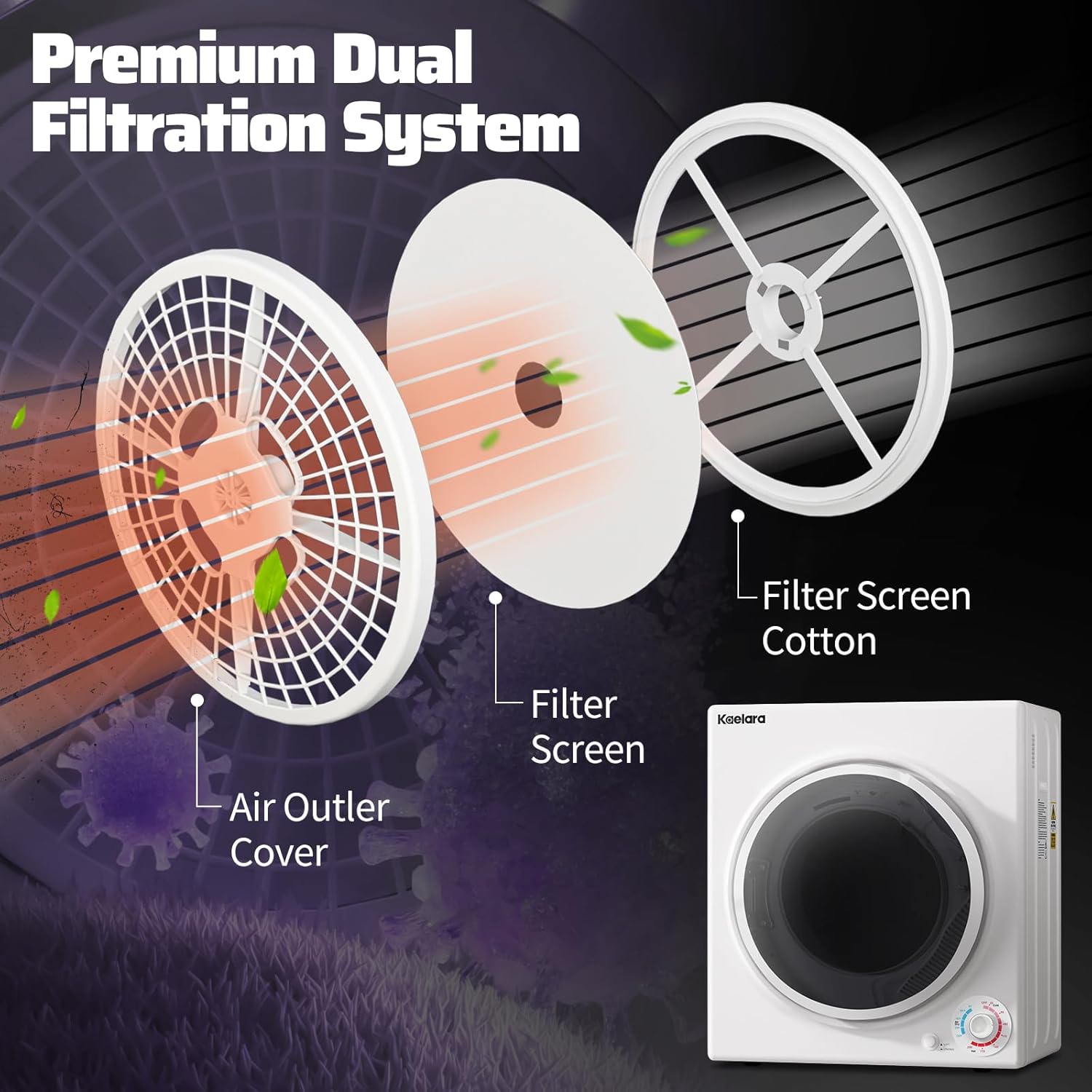 Portable Dryer, 3.5 Cu.ft Portable Dryers for Laundry with Stianless Steel Tub, 15000W Clothes Dryer Machine for Home, Apartment, 4 Dring Mode, Auto-shutt off, White