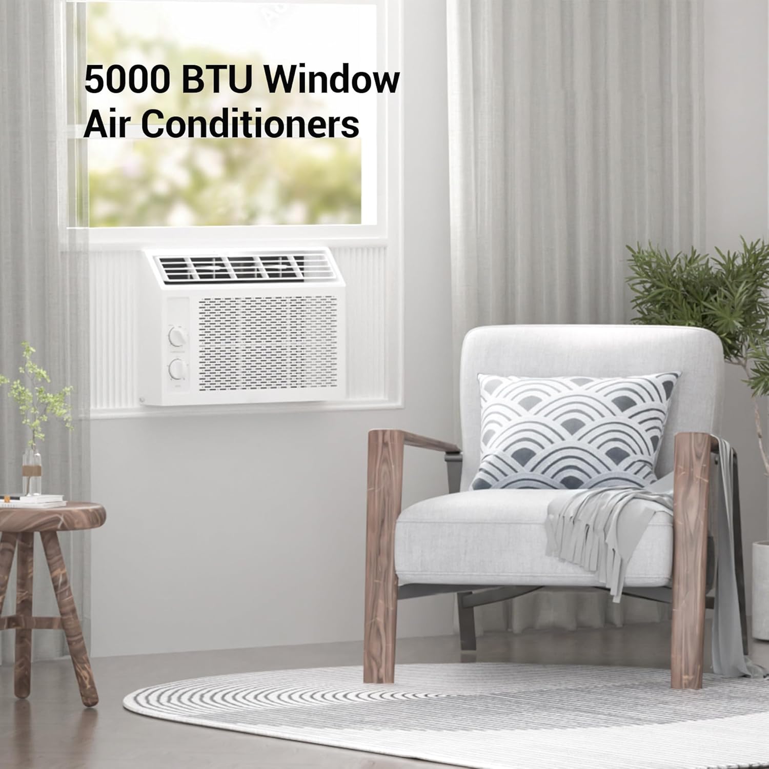 MightyAirX 5000 BTU Smart Window Air Conditioner, Cools Up to 150 Sq. Ft, Small Room AC Unit, Dehumidifier, Fan Cools, Easy Install