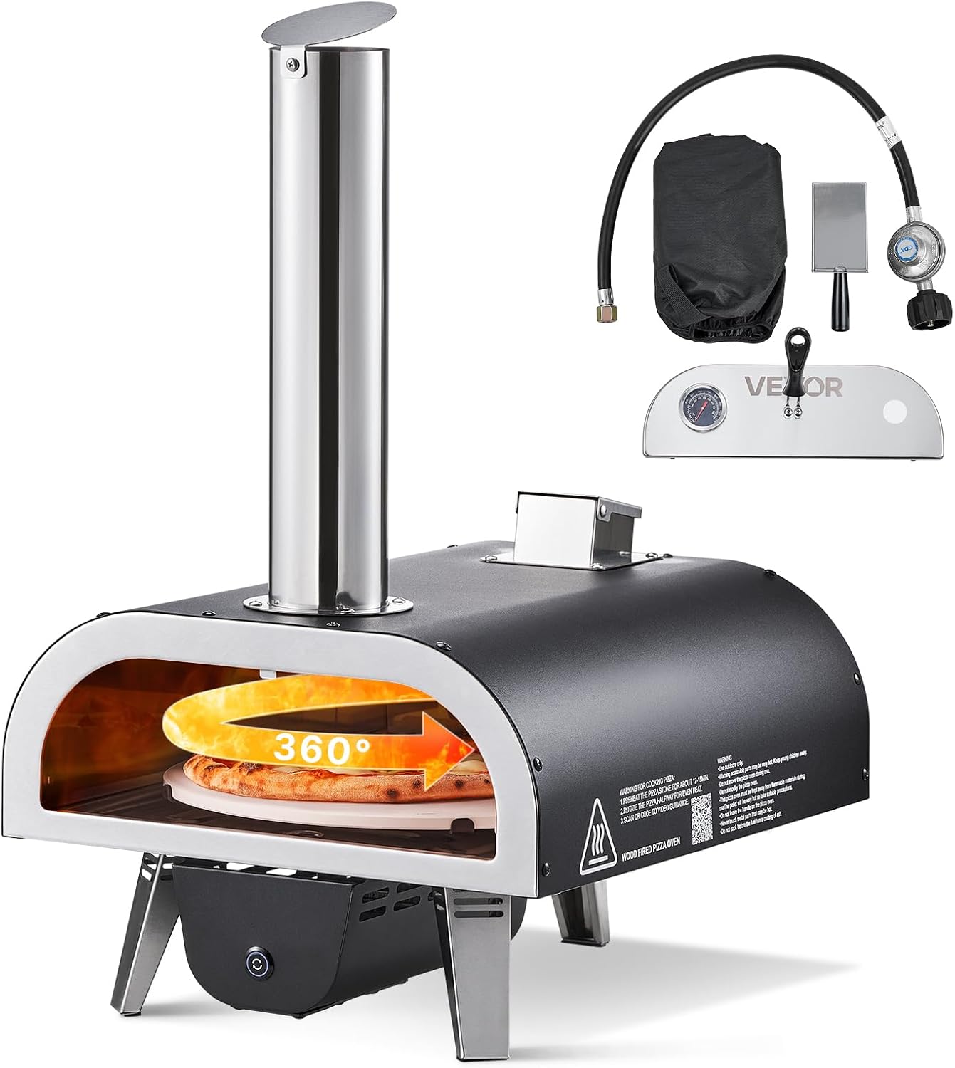 VEVOR Dual Fuel Outdoor Pizza Oven, 12