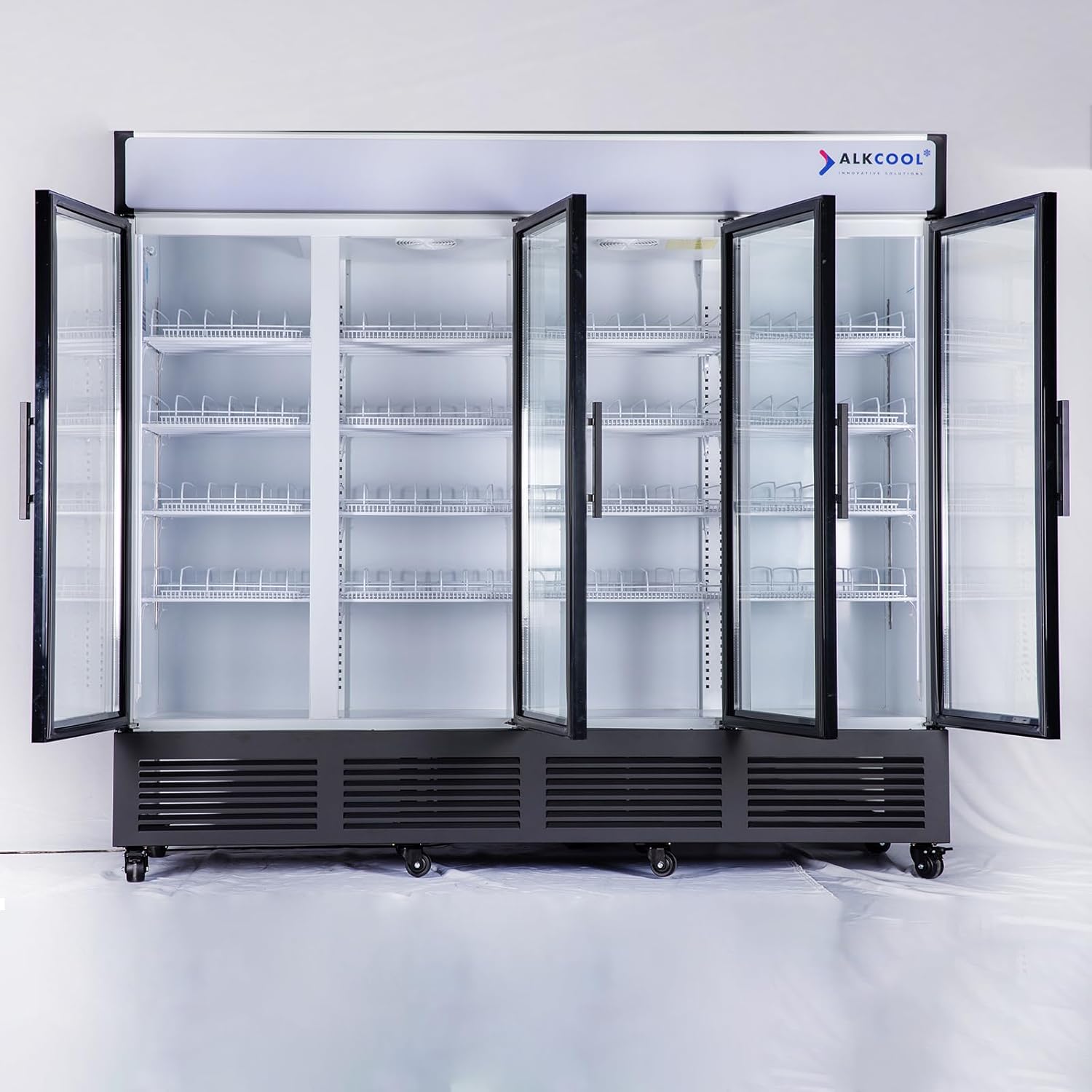 Commercial Beverage Refrigerator Display Fridge,85 Cu Ft Four Glass Door Upright Merchandiser Drink Cooler with LED Light Adjustable Shelves,ETL Approval,80