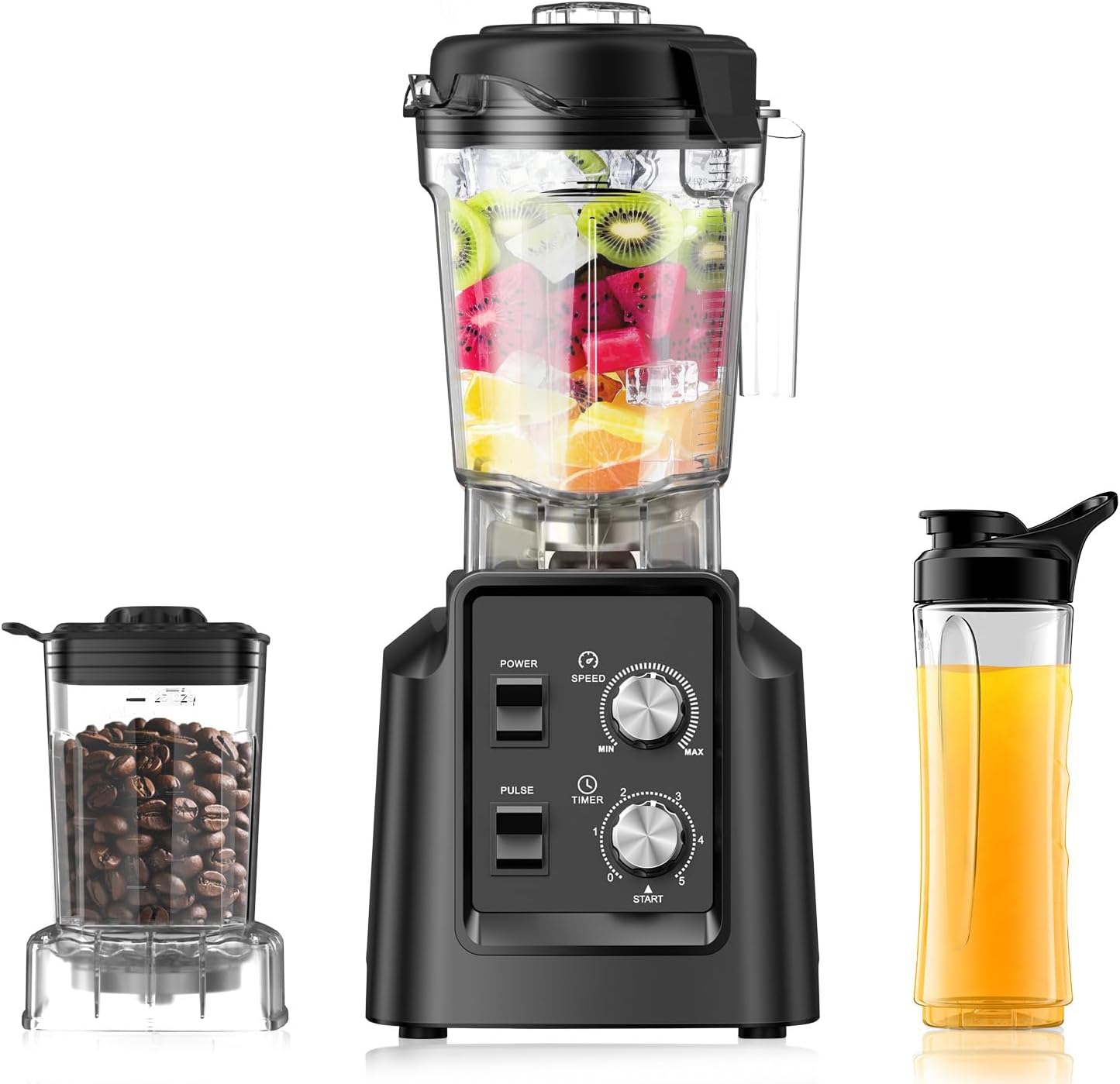 Blender, 28000 RPM Countertop Blenders for Kitchen, Blender for Smoothies with 68Oz. Pitcher, 27Oz. Grinder and 20Oz. To-go Cup, Ice Crushing, Frozen Fruits - Timing Setting, Speed Adjustable