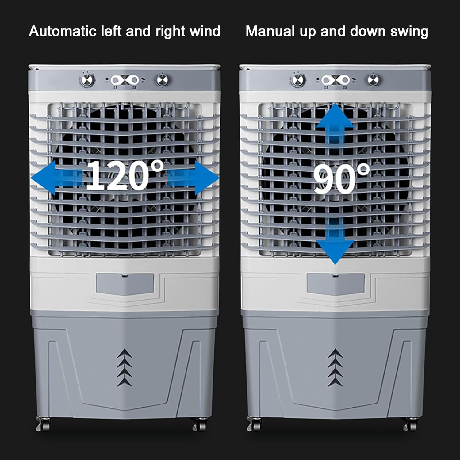 Portable Air Conditioners, Evaporative Air Cooler, 3-IN-1 Portable AC, 12 Hours Timer, 3 Wind Speeds, Double Water Tank, for Outdoor Indoor Use(110cm/43.3in)