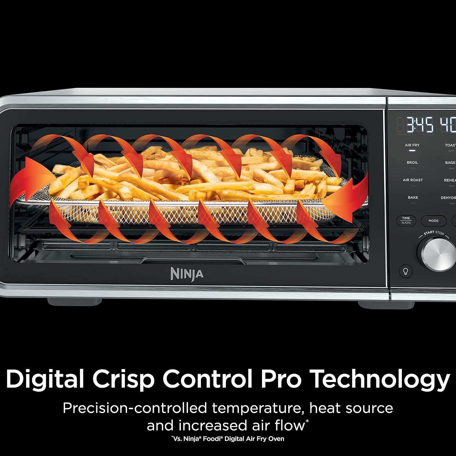 Ninja SP201/FT205CO Digital Air Fry Pro Countertop 8-in-1 Oven with Extended Height, XL Capacity, Flip Up & Away, Basket, Wire Rack Crumb Tray, Silver, Black (Renewed)