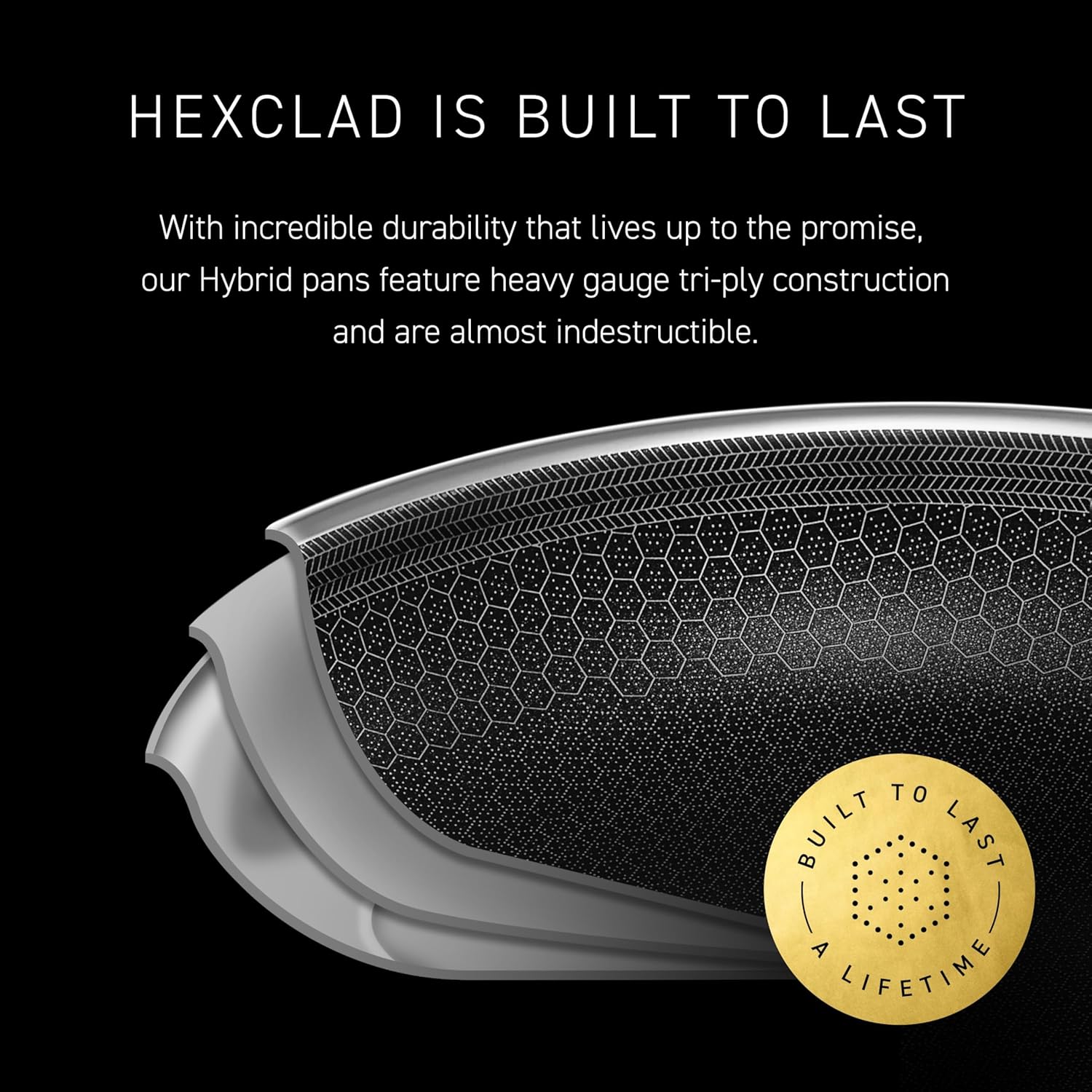 HexClad Hybrid Nonstick 10-Inch Wok, Stay-Cool Handle, Dishwasher-Friendly, Oven-Safe Up to 900°F, Induction Ready, Compatible with All Cooktops