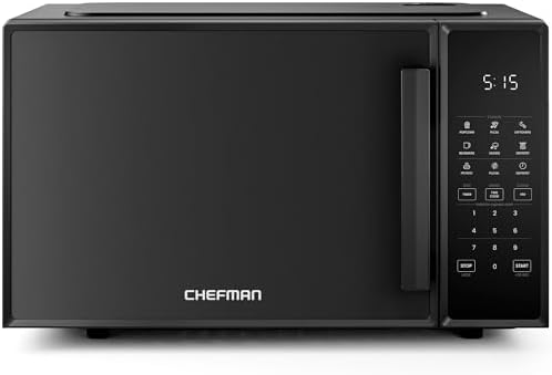 Chefman Countertop Microwave Oven 0.9 Cu. Ft., 900 Watts with 10 Power Levels, 6 Cooking Presets with One-Touch Express Cook, Eco Mode, Child Safety Lock, & Mute Button - Black