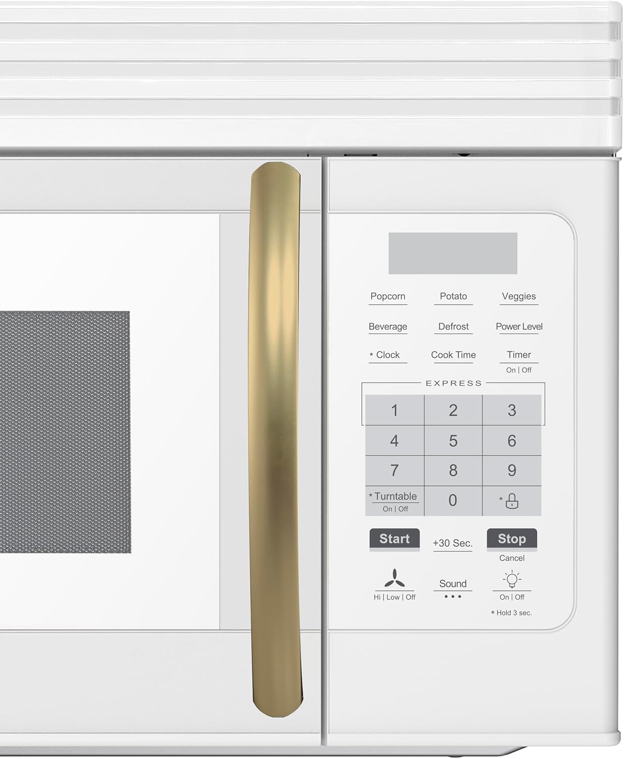 FORNO Scalo 30-Inch Over-the-Range Microwave, 1.6 cu.ft – White Finish with Antique Brass Accents – 300 CFM Ventilation, Touch Control Panel, LED Interior Lighting – FOTR3007-30WHT