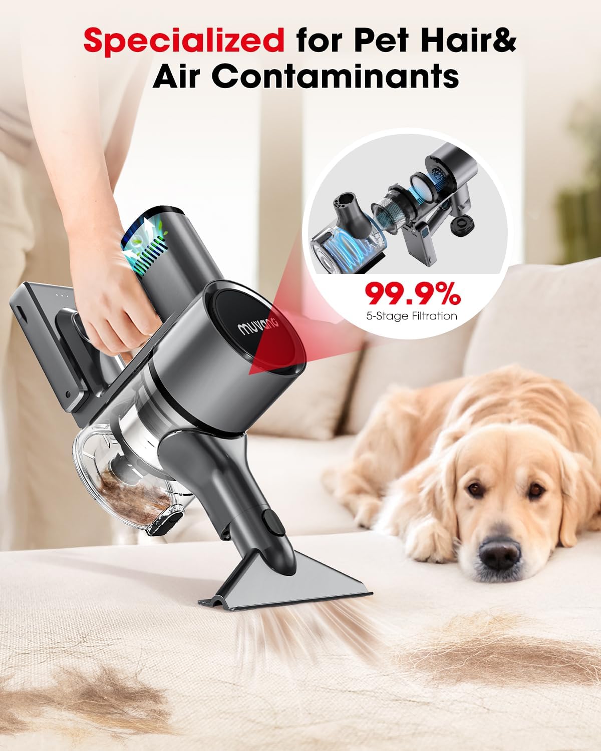 Cordless Vacuum Cleaners for Home, Up to 55 Minutes, Powerful Suction, Tangle-Resistant, Lightweight, Rechargeable Stick Vac with Wall Mount for Carpet, Tile, Pet Hair, Hardwood Floors