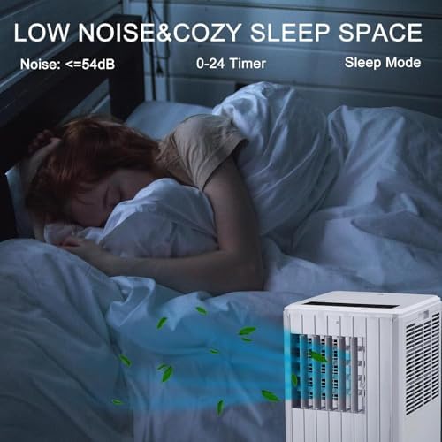 Portable Air Conditioner,8,000 BTU Cools Rooms Up to 350 Sq.Ft. 3 Modes, Remote Control, Easy Installation Kit Included,Black