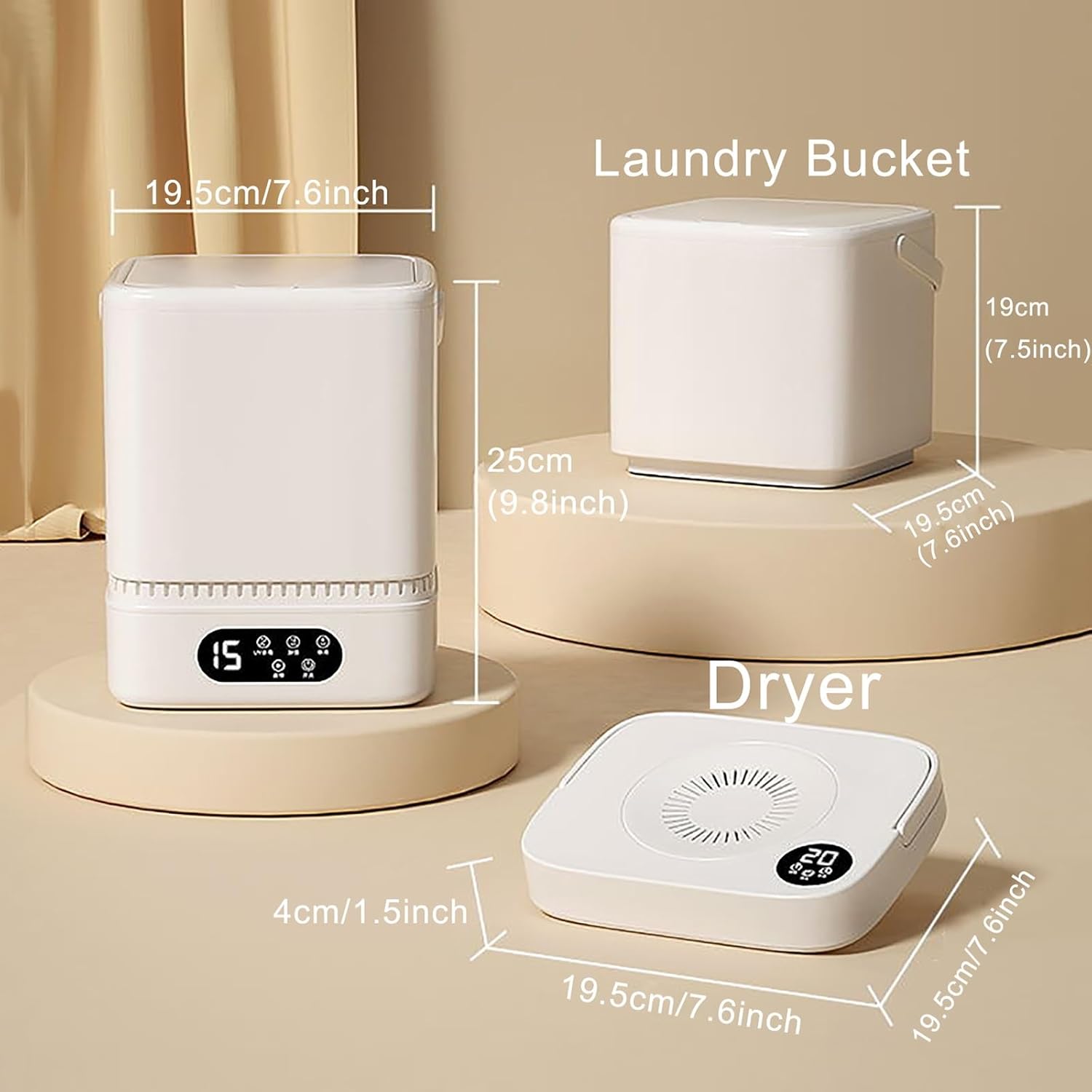 Fully Automatic Portable Washing Machine, Mini Washer and Spin Dryer, Suitable for Home, Business, Travel, College Room, RV, Apartment, Blue Light, Lightweight and Easy to Carry (Color : A)