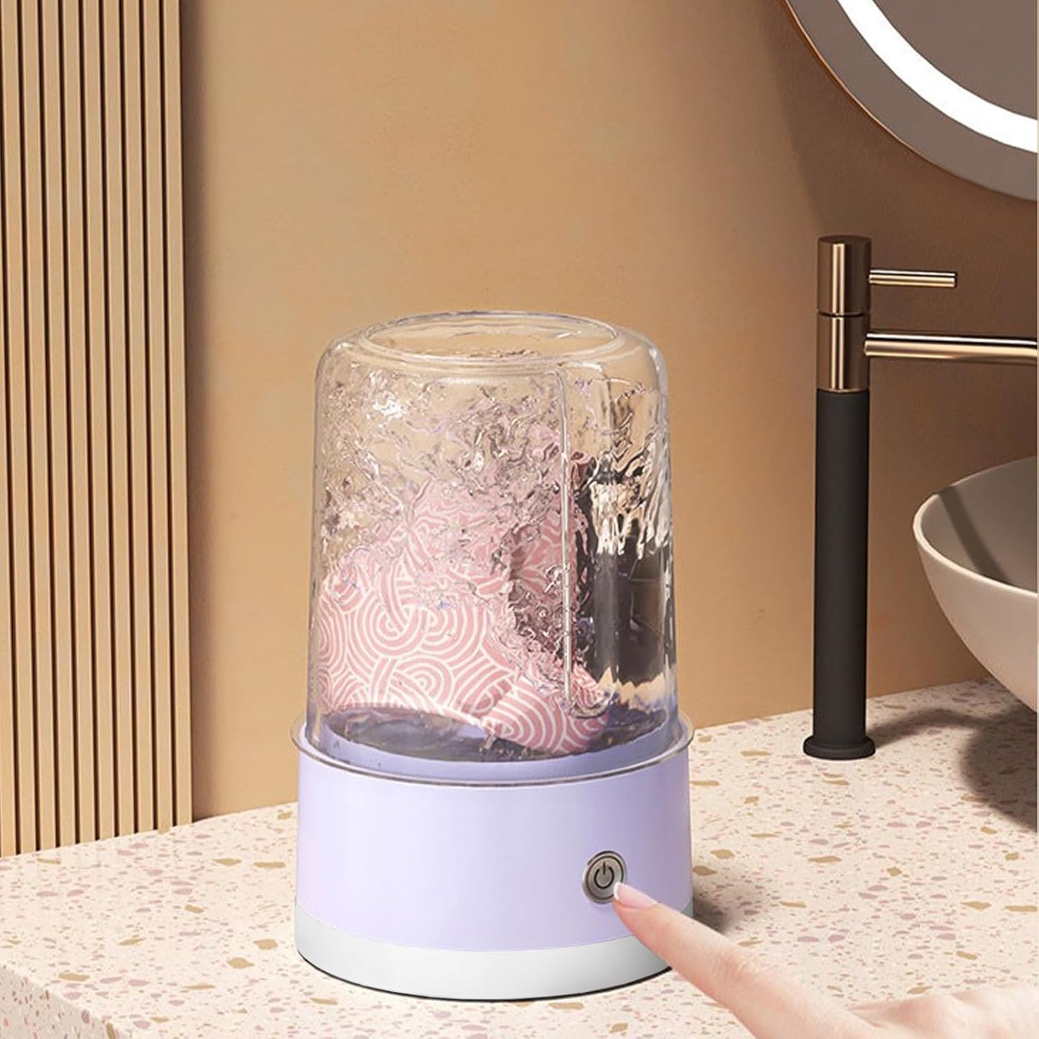 Portable Rechargeable Cordless Mini Washing Machine, Underwear Washing Machine, 4000mAh, 1L Capacity, Compact Quiet Mini Fully Automatic Washing Machine for Bras, Underwear & Socks (Purple)