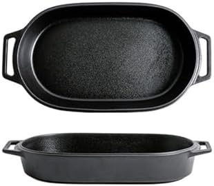 Roaster Oven Special Dish Double Ear Ceramic Baking Dish Cheese Baked Rice Plate Creative Commercial Microwave Baking Dish roasting pan(38.5cm)