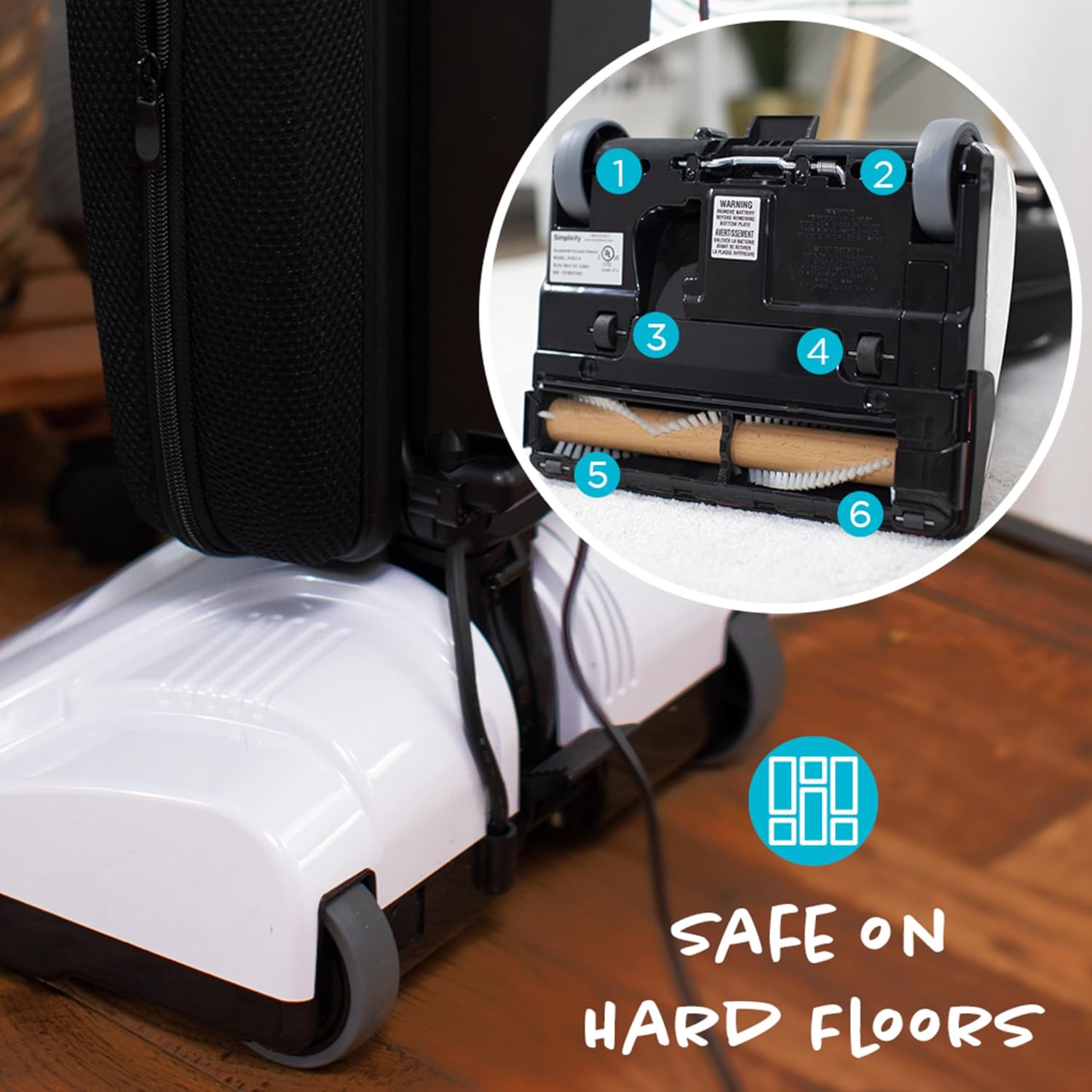 Simplicity Freedom Cordless Bag Vacuum Cleaner, Portable Vacuum for Carpet and Hard Floors, Brushroll Auto Adjusts to Floor Height, Light Weight Vacuum Cleaner for Home, Certified HEPA Bag, S10CV.10