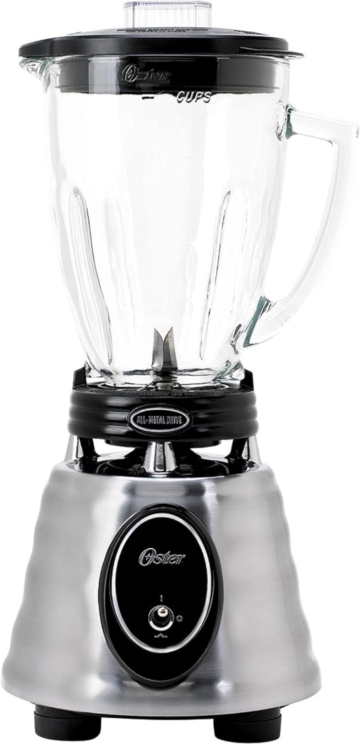 Oster Classic Series Heritage Blender with 6-Cup Glass Jar, 1000W Power, Stainless Steel Countertop Kitchen Blender