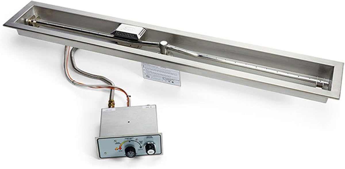 Hearth Products Controls (HPC Push Button Flame Sensing Fire Pit Burner Kit (FPPK60-TRGH-FLEX-LP), 60-Inch Linear Pan, Propane Gas, UL Listed