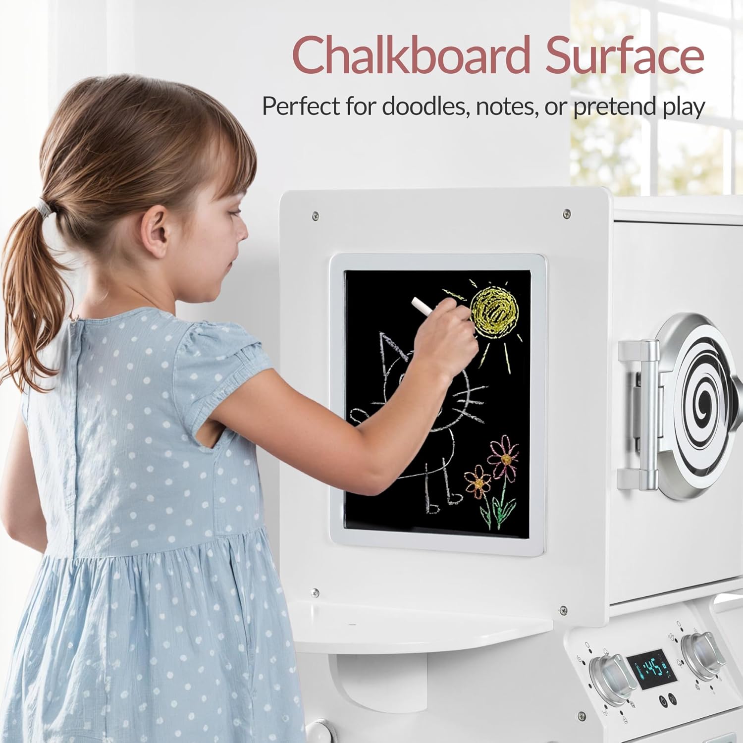 Best Choice Products Pretend Play Kids Wooden Stacked Washer & Dryer Set with Toy Laundry Storage, Space-Saving Design, with Accessories - White